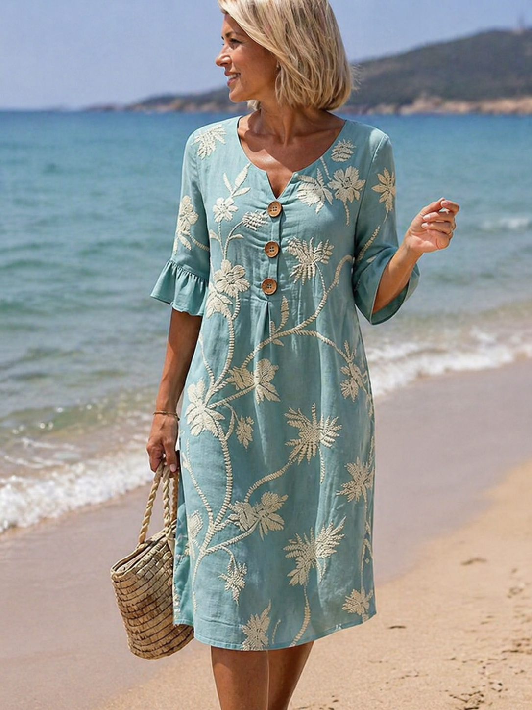Harbour | Embroidered Botanical Midi Dress