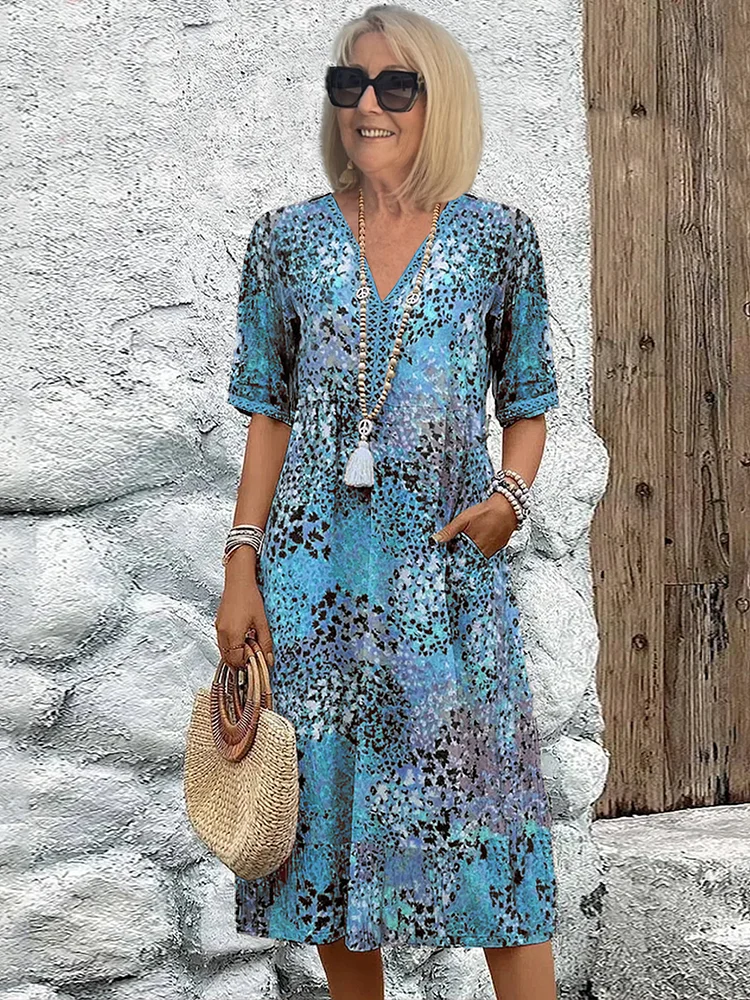 Solena Printed Dress Plus Size Fit