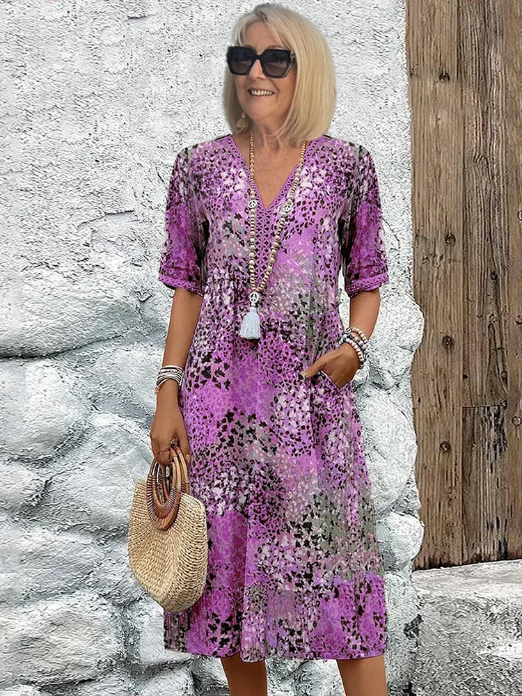 Solena Printed Dress Plus Size Fit