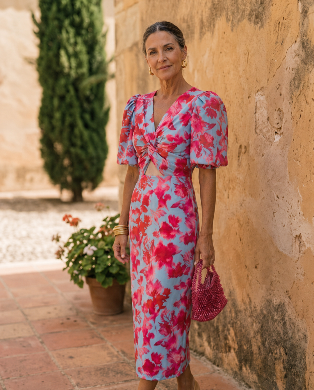 WANDA | MIDI DRESS WITH PUFF SLEEVES