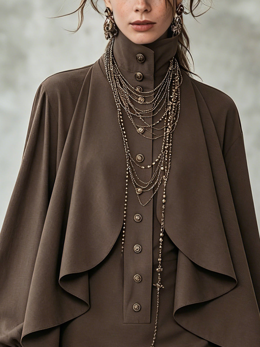Rosalind | High-Neck Dress with Cape-Style Paneling