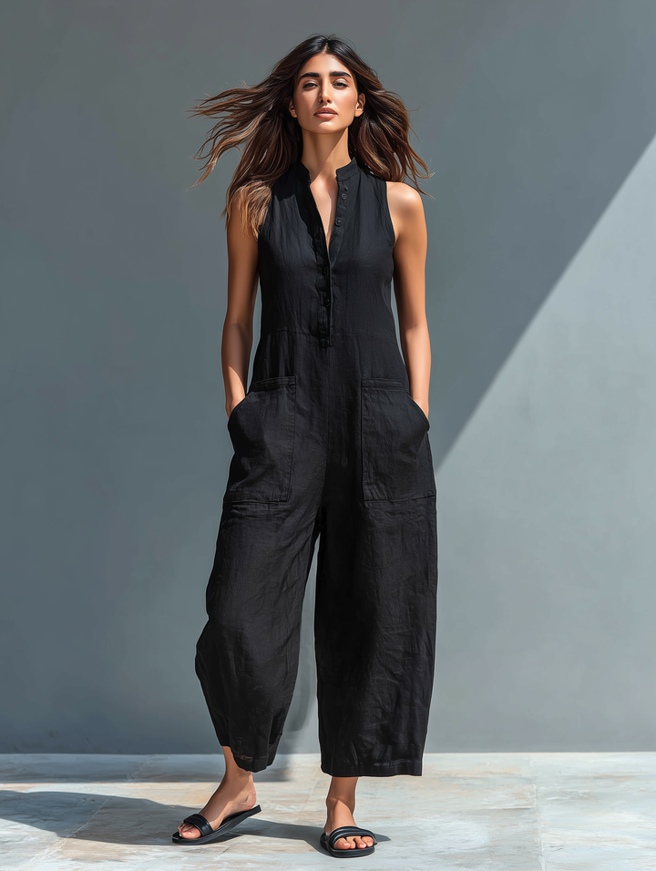 Arabella | Sleeveless Elegant Linen-Blend Jumpsuit