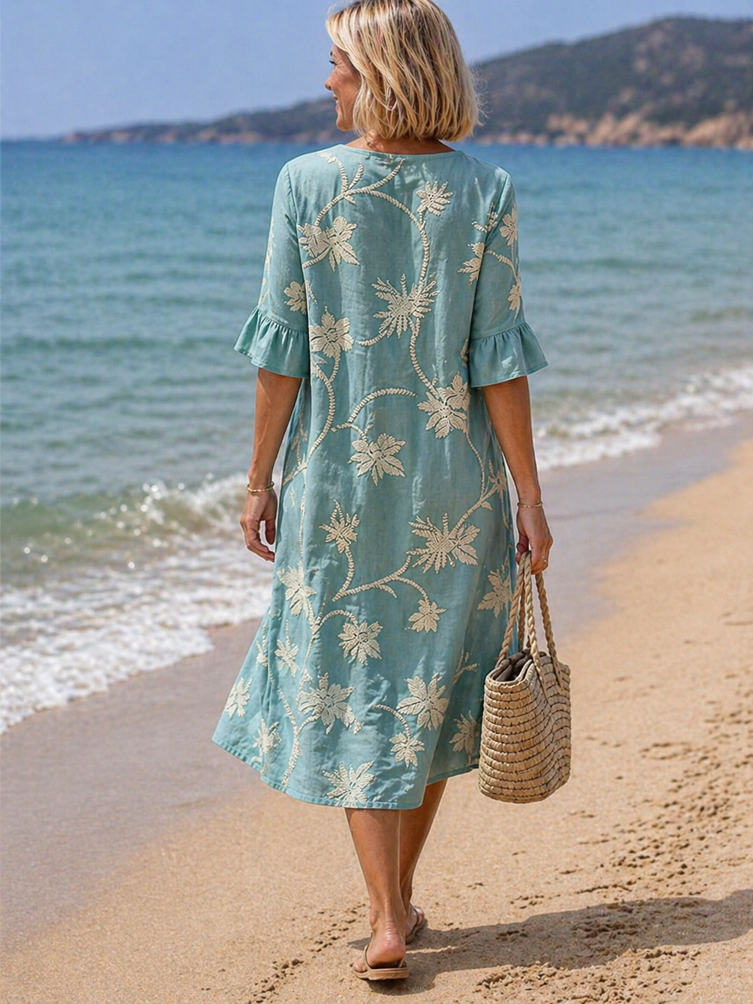 Harbour | Embroidered Botanical Midi Dress