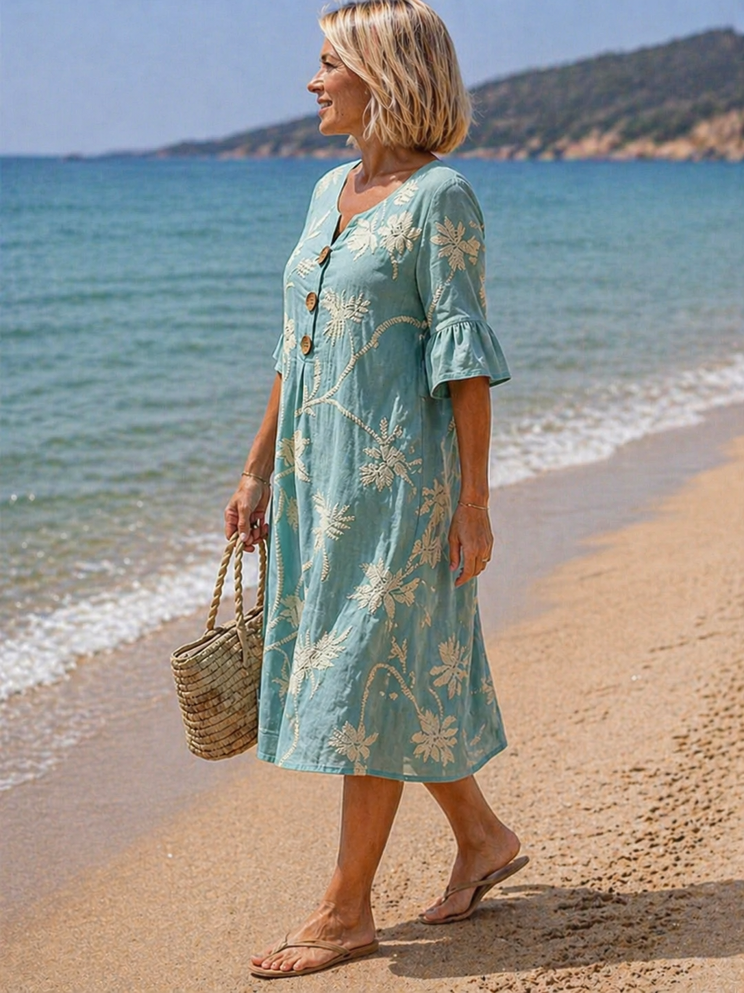 Harbour | Embroidered Botanical Midi Dress