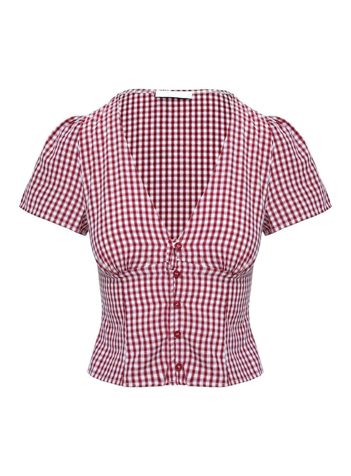 Honey Red Gingham Top