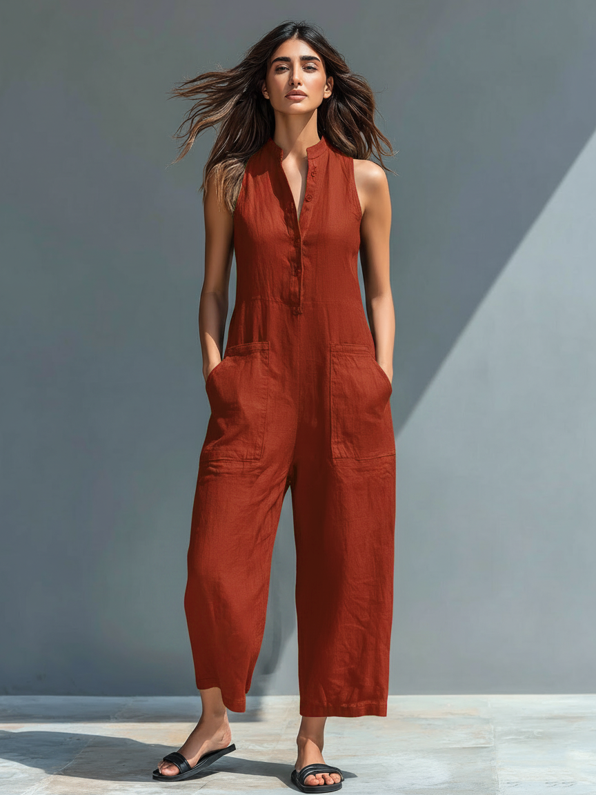 Arabella | Sleeveless Elegant Linen-Blend Jumpsuit