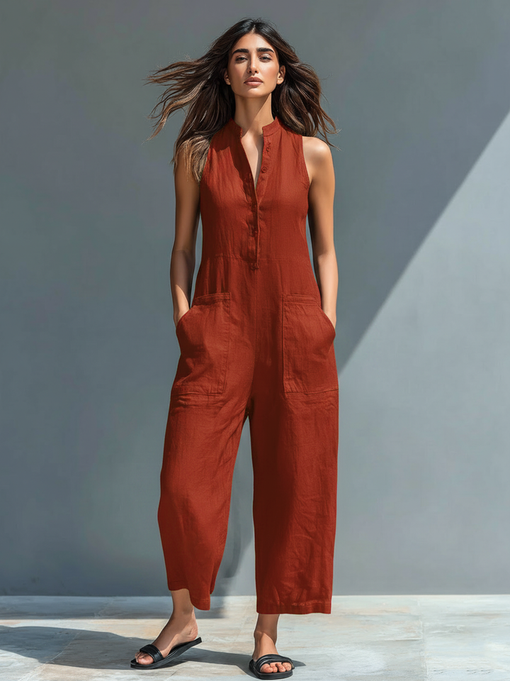 Arabella | Sleeveless Elegant Linen-Blend Jumpsuit