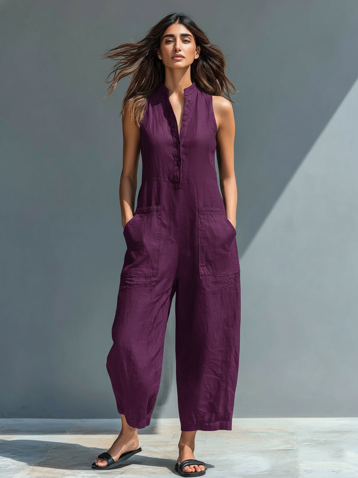 Arabella | Sleeveless Elegant Linen-Blend Jumpsuit