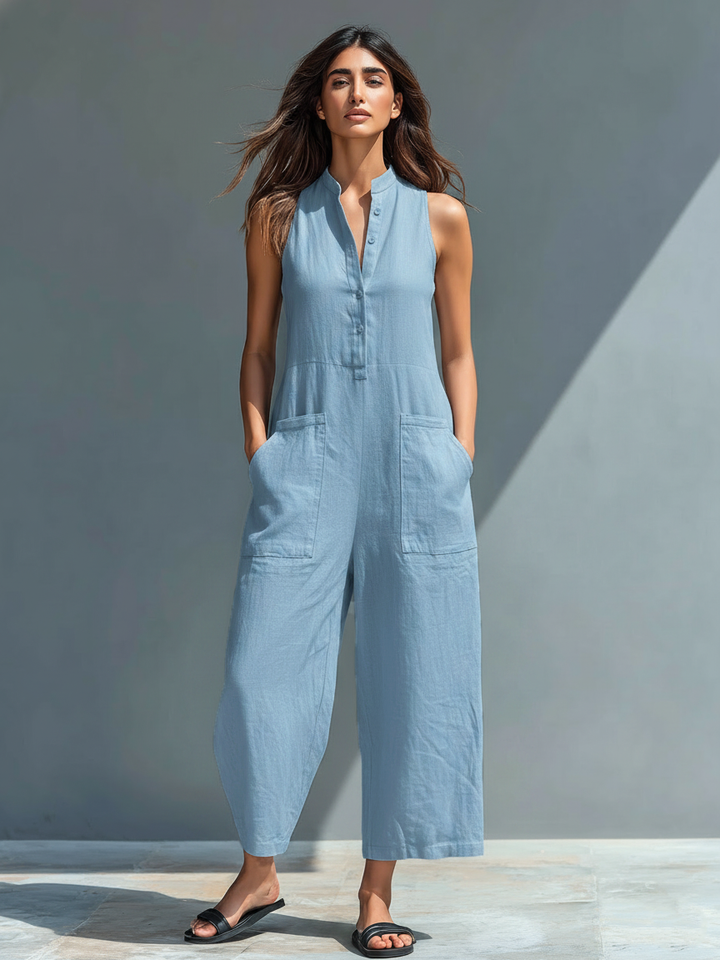 Arabella | Sleeveless Elegant Linen-Blend Jumpsuit