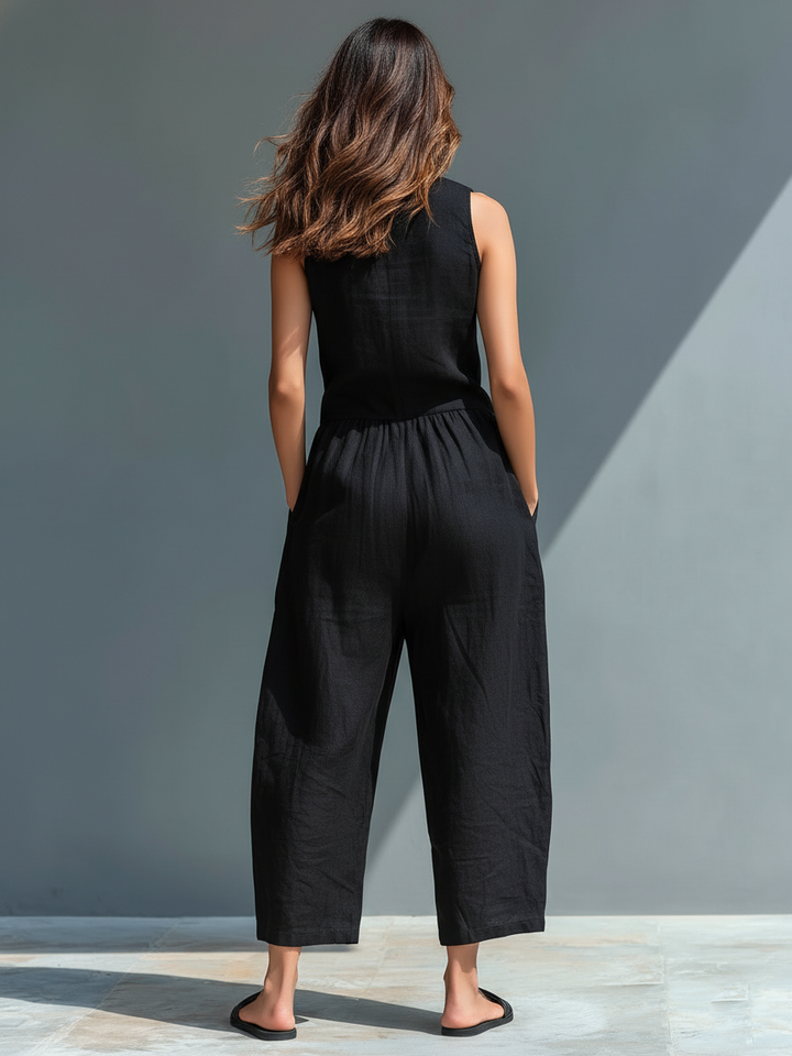 Arabella | Sleeveless Elegant Linen-Blend Jumpsuit