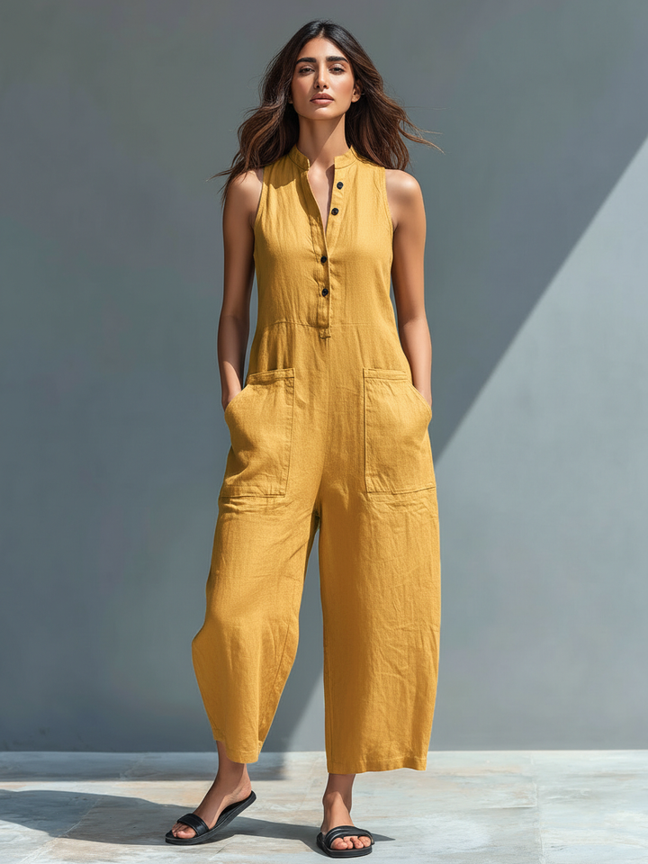 Arabella | Sleeveless Elegant Linen-Blend Jumpsuit