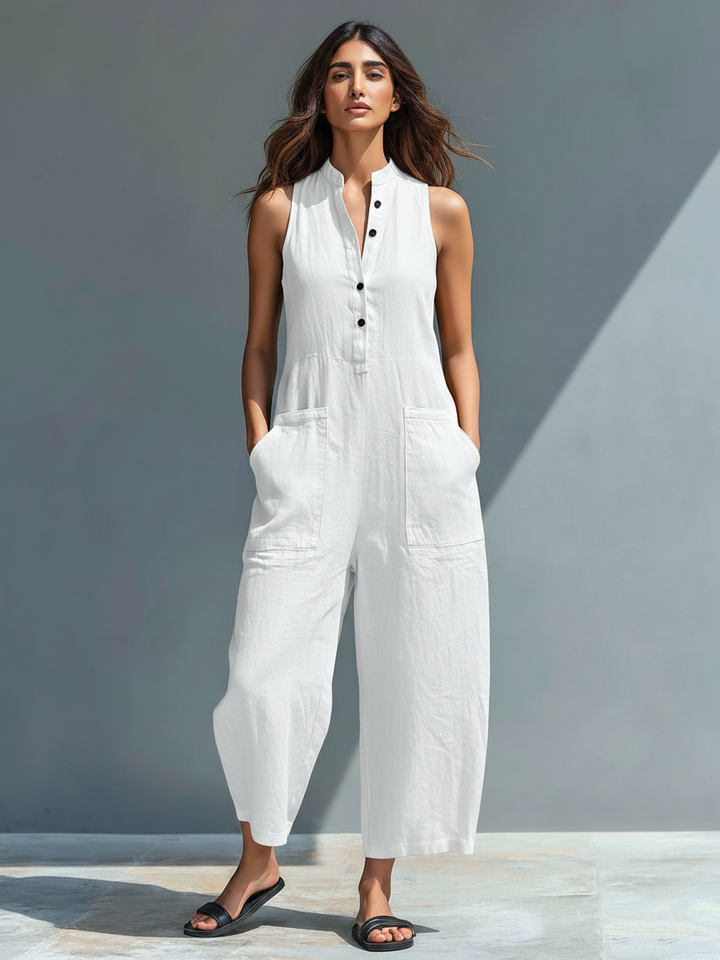 Arabella | Sleeveless Elegant Linen-Blend Jumpsuit