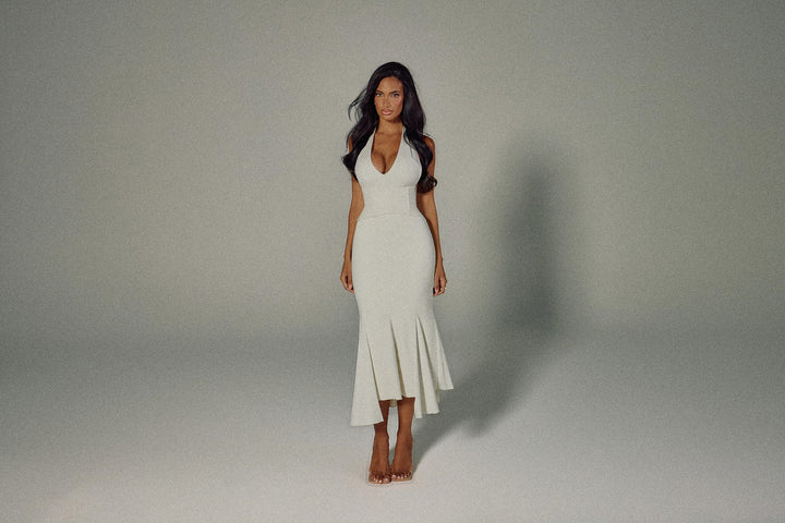 The Gisele Corset Maxi Dress in White