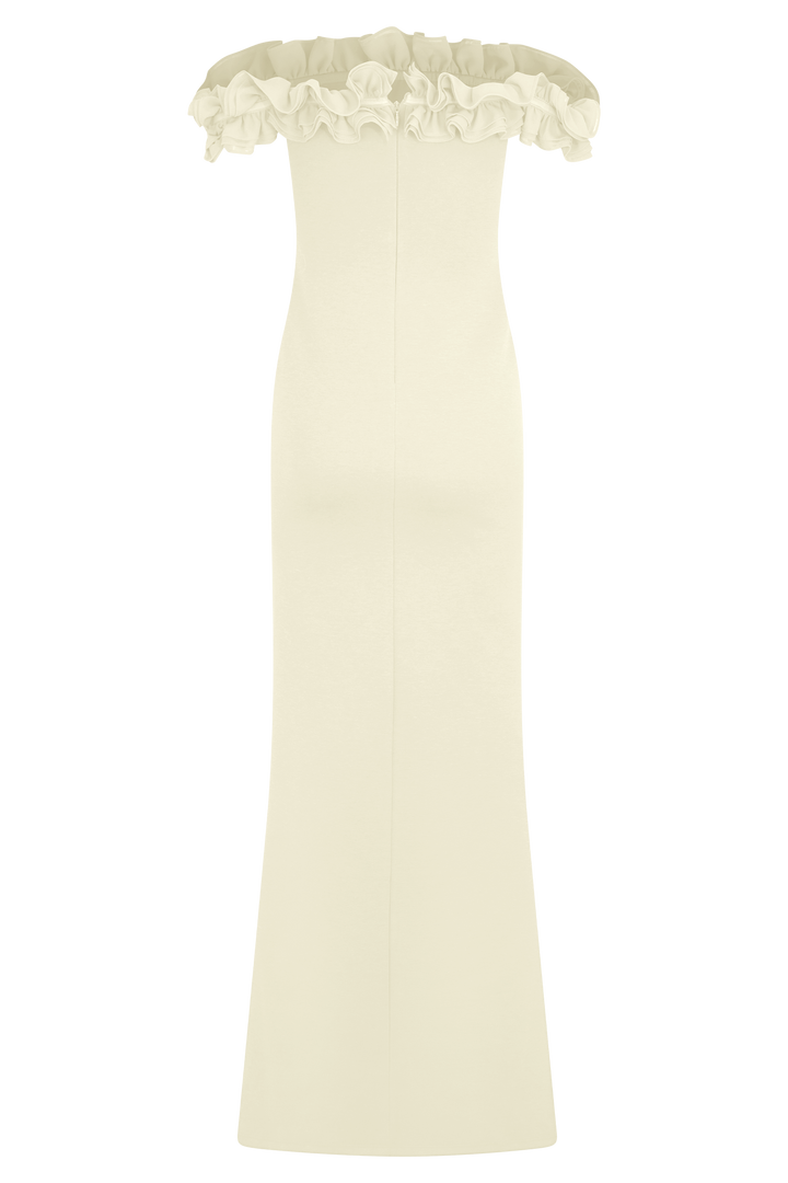 Nova Ruffle Off Shoulder Maxi Dress - Ivory