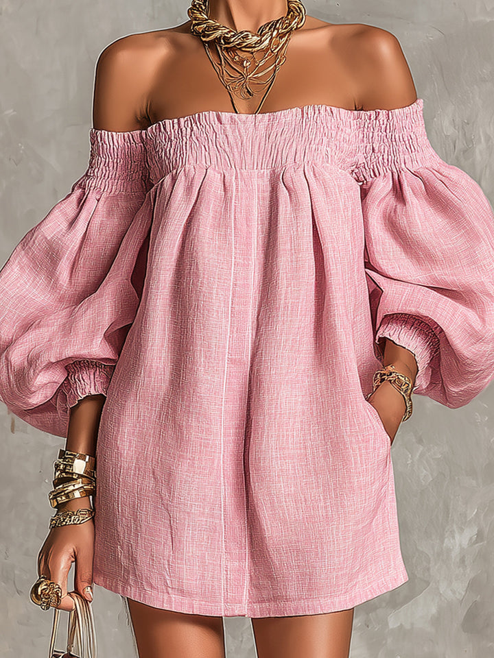 Cosima | Off-Shoulder Lantern-Sleeve A-Line Dress