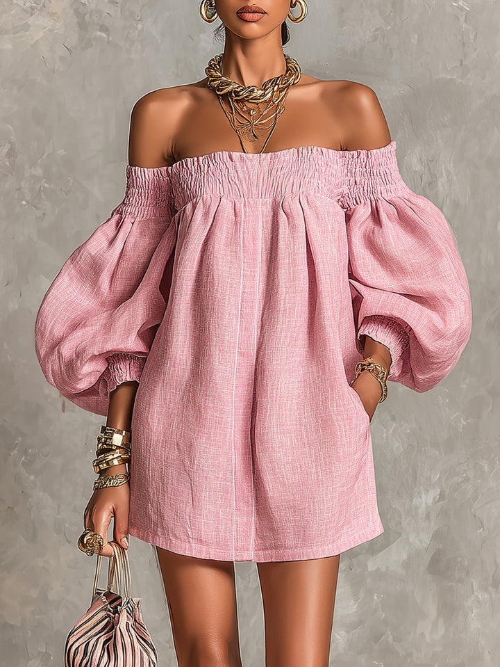 Cosima | Off-Shoulder Lantern-Sleeve A-Line Dress
