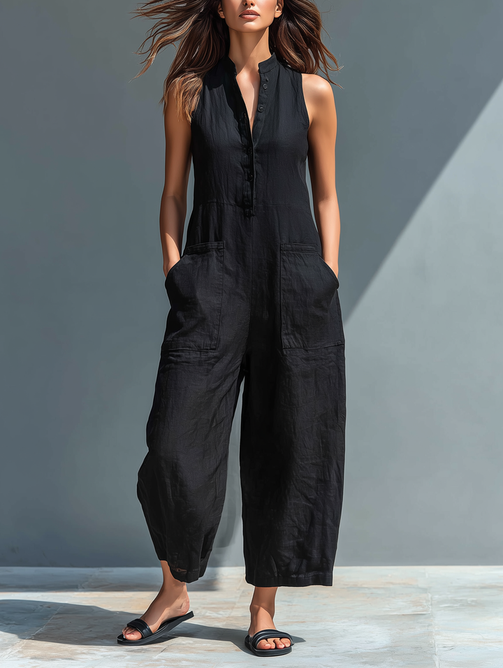 Arabella | Sleeveless Elegant Linen-Blend Jumpsuit