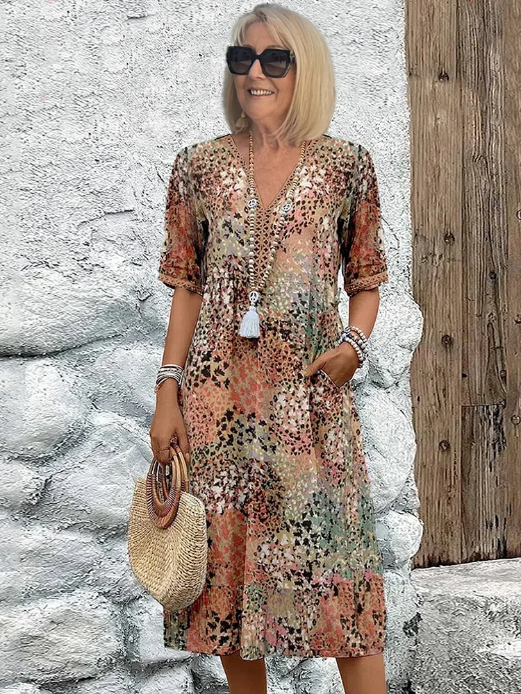 Solena Printed Dress Plus Size Fit
