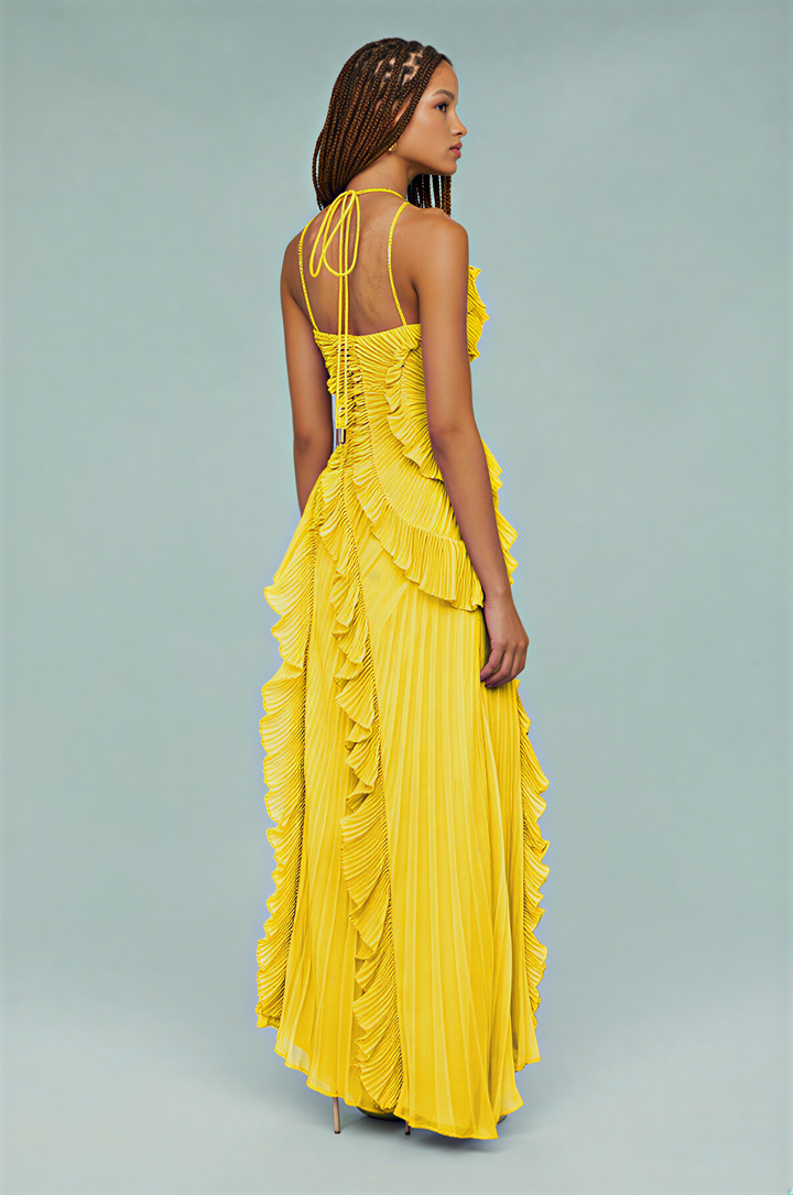 Amelia | Pleated Halter Maxi Dress
